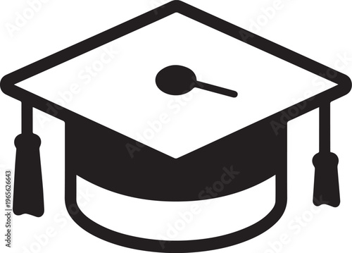 A clean, graphic depiction of a graduation cap, representing academic achievement and higher education