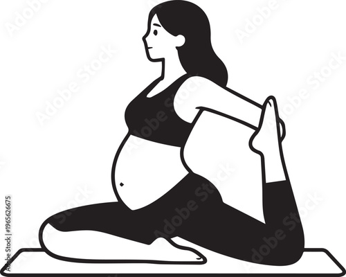 A serene illustration of a pregnant woman gracefully practicing yoga, emphasizing health and well-being.