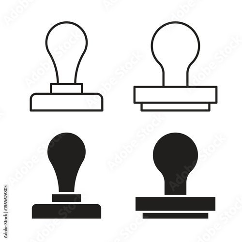 Approval stamp icon collection. Black Line stroke silhouette style icons
