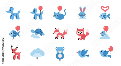 Colorful cartoon animal balloons.