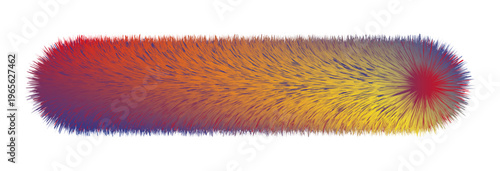 fuzzy colorful capsule. vibrant 3d furry brush stroke and abstract soft texture bar