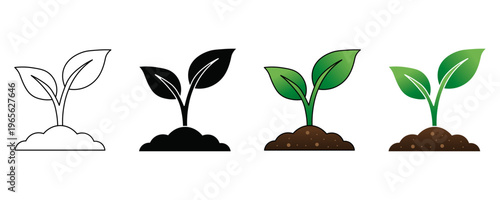 plant sprout icons. growing plant sprout icon set for environment ecology and business growth concepts