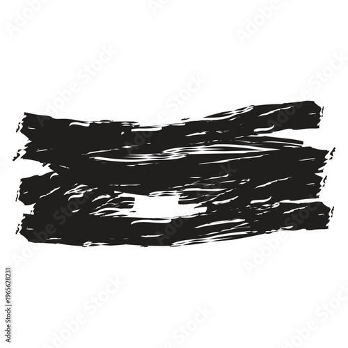 Black brush stroke on white background