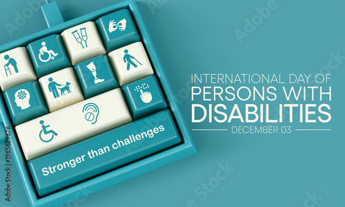 International Day of Persons with Disabilities (IDPD) is celebrated every year on 3 December. to raise awareness of the situation of disabled persons in all aspects of life. 3D Rendering