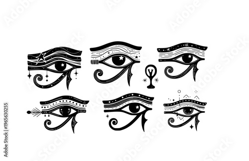 Mystic Eye of Horus Silhouette Sticker, Hand Drawn Protection Amulet Vector, Surreal Modern Egyptian Symbol Illustration