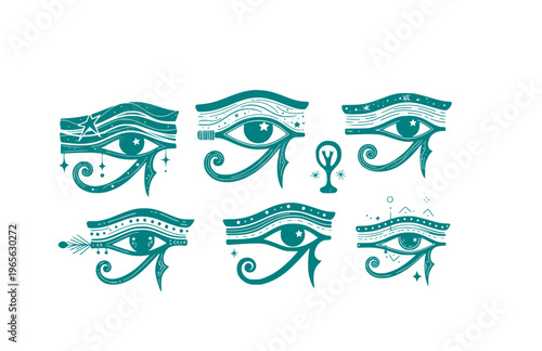 Mystic Eye of Horus Silhouette Sticker, Hand Drawn Protection Amulet Vector, Surreal Modern Egyptian Symbol Illustration