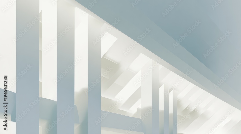 Naklejka premium Modern abstract architectural rendering. White geometric shapes and light interplay