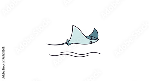 Stingray Swimming in Ocean Water.