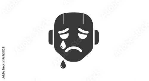 Sad Face Crying Emoticon Icon.