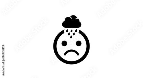 Sad face with rain and cloud.