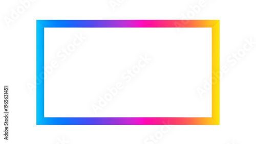 Modern rectangular frame with a vibrant blue, purple, and yellow neon gradient border, on a transparent background
