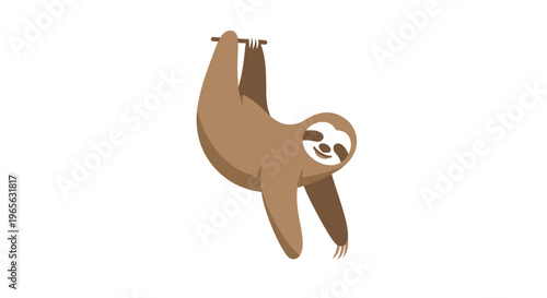 Sloth Hanging Upside Down Smiling.