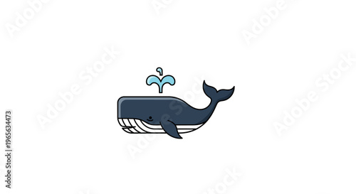 Tableau sur toile Whale cartoon marine animal illustration.