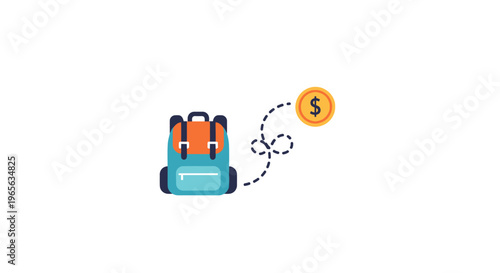 Backpack with dollar sign money.