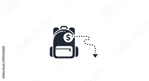 Backpack with money going out.