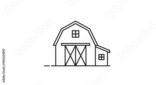 Barn with large wooden doors.