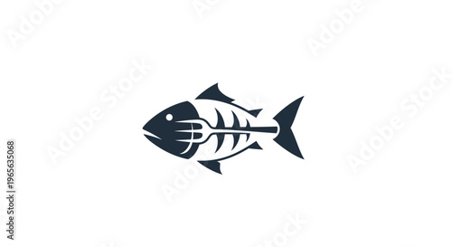 Black and white fish skeleton icon.