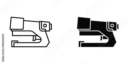 Comparison of a standard and filled-in stylized robot or machine illustration