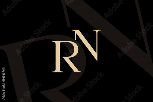 RN or NR letter logo icon design. Classic style luxury initials monogram.
