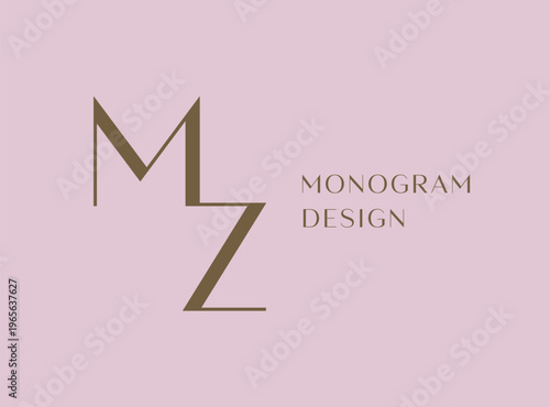 MZ letter logo icon design. Classic style luxury initials monogram.