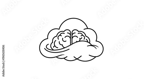 Brain Inside Cloud Illustration.