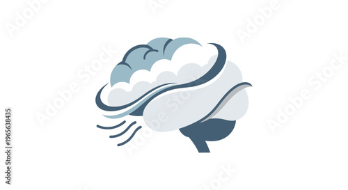 Brain with clouds and thoughts.
