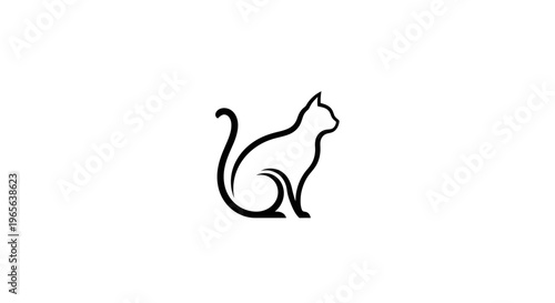 Black line art cat sitting sideways.