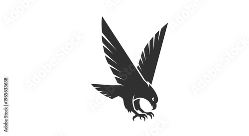 Black silhouette of a bird flying.