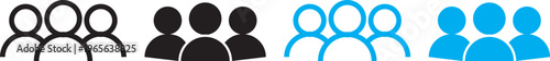 User, People, Icon Set. Multiple User Icon Set (Blue),and black User icon set