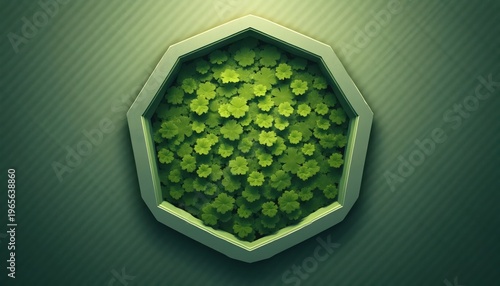 Minimal Eco Leaves Breaking Hexagon Pattern Background Design