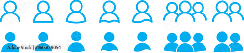 User, People, Icon Set. Multiple User Icon Set (Blue),and black User icon set