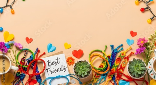 Colorful friendship bracelets representing true friendship