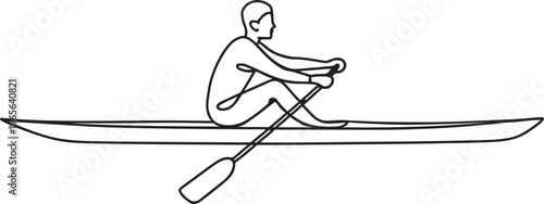 Black and white line drawing of aold boat  with a tall, thin mast and a single sail