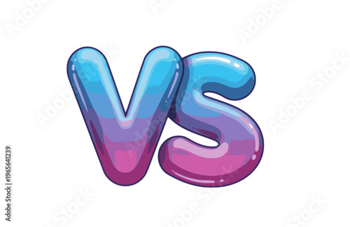 Bubbly VS Versus Logo Silhouette Sticker, Puffy Soft Typography Vector, Modern Playful Lifestyle Branding Illustration