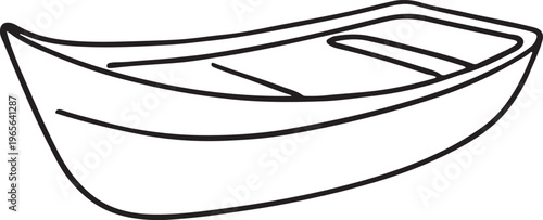 Black and white line drawing of aold boat  with a tall, thin mast and a single sail