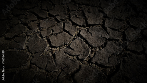 Quadro em tela Dry cracked earth ground texture background, global warming and drought concept