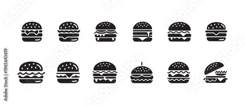 Hamburger icons set simple black vector isolated on white background flat design style