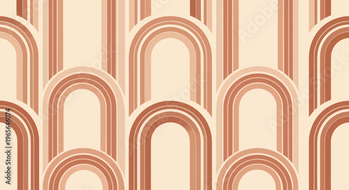 Retro Rainbow Arch Pattern Wallpaper - 70s Boho Abstract