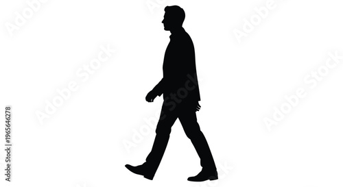 Silhouette of a man walking alone in a simple vector graphic illustration