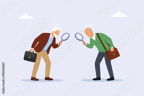 Two Older Men Looking Closely