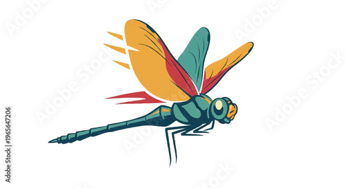 Stylized dragonfly illustration against white background