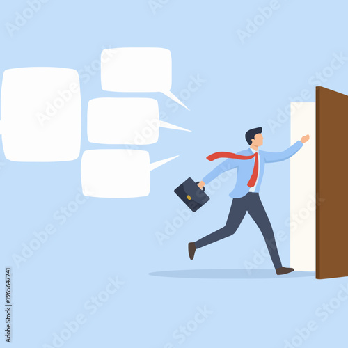 Business Man Running Through Door