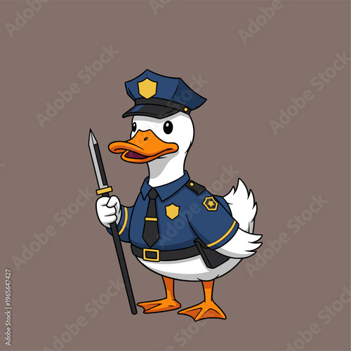A cartoon duck dressed as police officer.