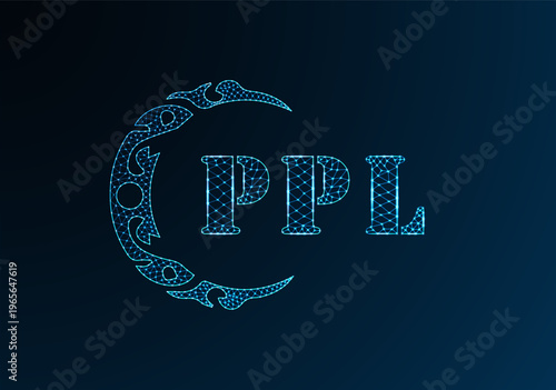 Tablou pe pânză Low poly letter logo PPL design