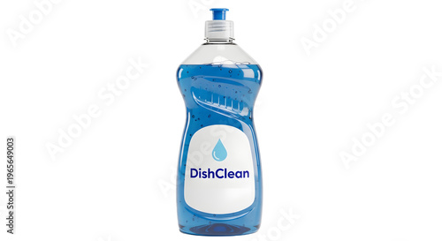 Foto A bottle of blue dish soap on a black background