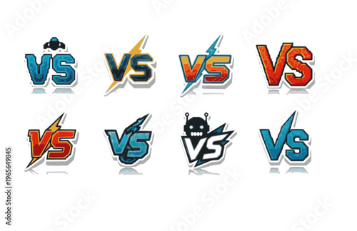 Retro Pixel Art VS Versus Logo Silhouette Sticker, 8-Bit Digital Nostalgia Vector, Cyber Future Gaming Icon Illustration