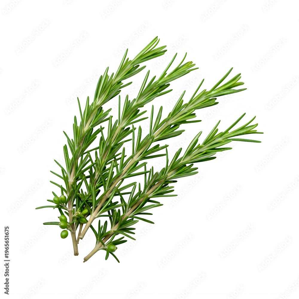 Obraz premium Fresh green rosemary sprigs isolated on transparent background