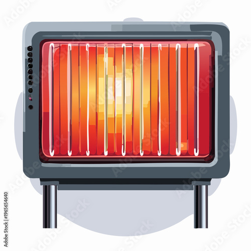 Heater radiating warmth and light, electric heating device illustration