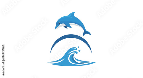 Dolphins jumping out of wave.