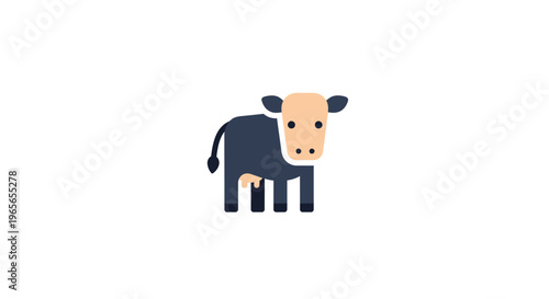 Cute Cartoon Cow Standing Alone.